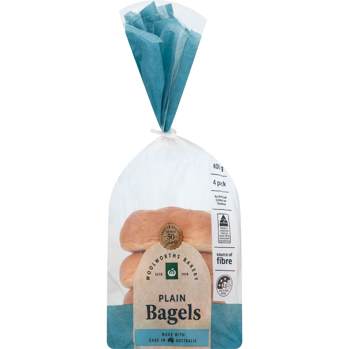 Woolworths Plain Bagels 4 Pack bunch
