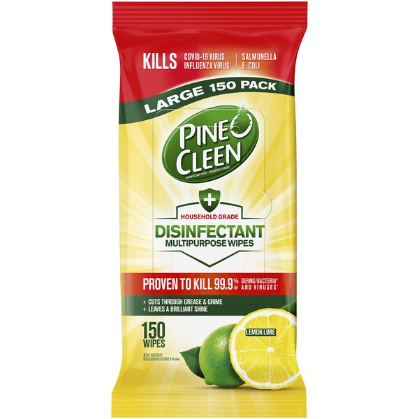 Pine O Cleen Disinfectant Multipurpose Wipes Lemon 150 Pack
