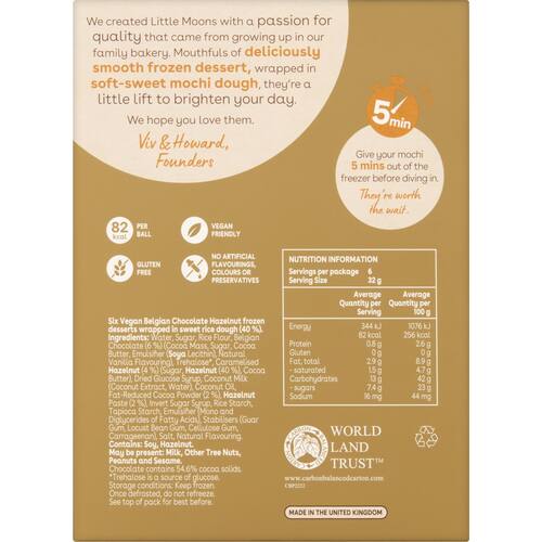 Little Moons Belgian Chocolate and Hazelnut Frozen Mochi Bites 6 Pack