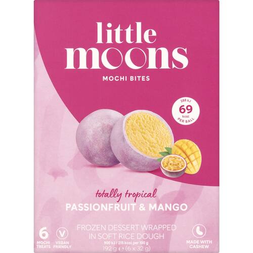 Little Moons Passionfruit and Mango Mochi Bites 6 Pack bunch