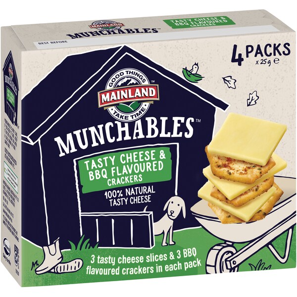 Mainland Munchables Tasty Cheese & Bbq Crackers 4 Pack