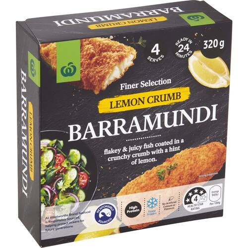 Woolworths Lemon Crumb Barramundi 320g bunch