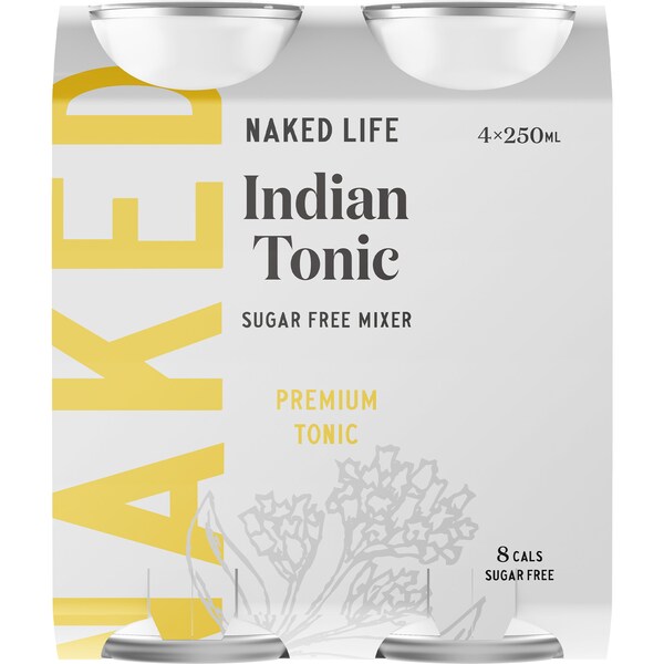 Naked Life Indian Tonic Sugar Free Mixer Premium Tonic Cans 250mL x 4 pack