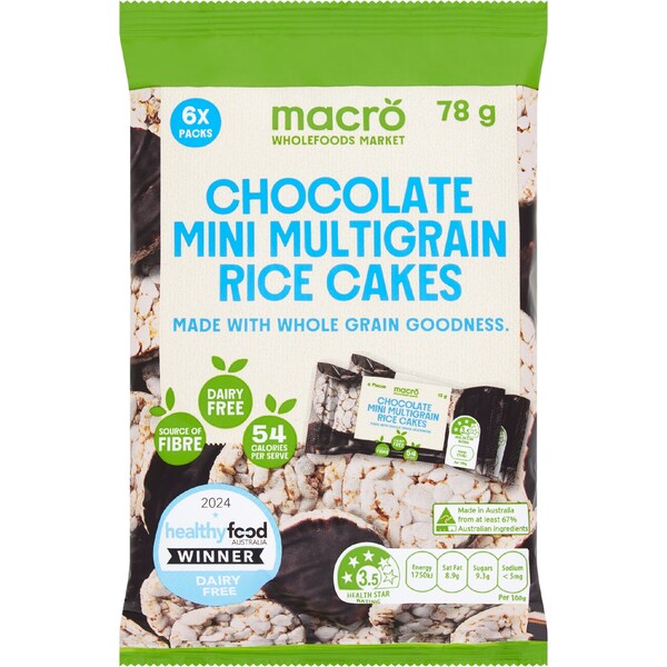 Macro Mini Multigrain Rice Cakes Vegan Chocolate 6 pack