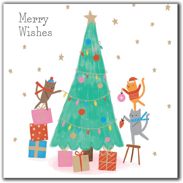 John Sands Christmas Boxed Cards Animals Decorating Tree Each