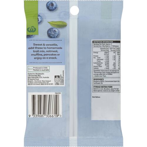 Woolworths Dried Blueberries 100g bunch