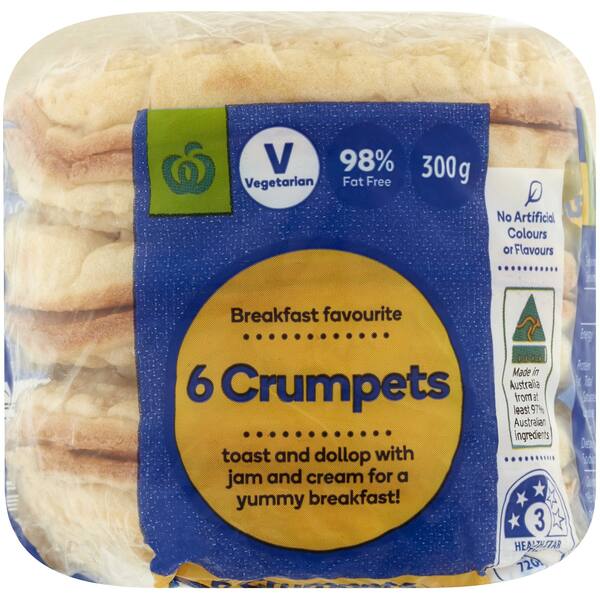 Woolworths Crumpets 6 Pack bunch