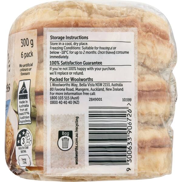 Woolworths Crumpets 6 Pack bunch