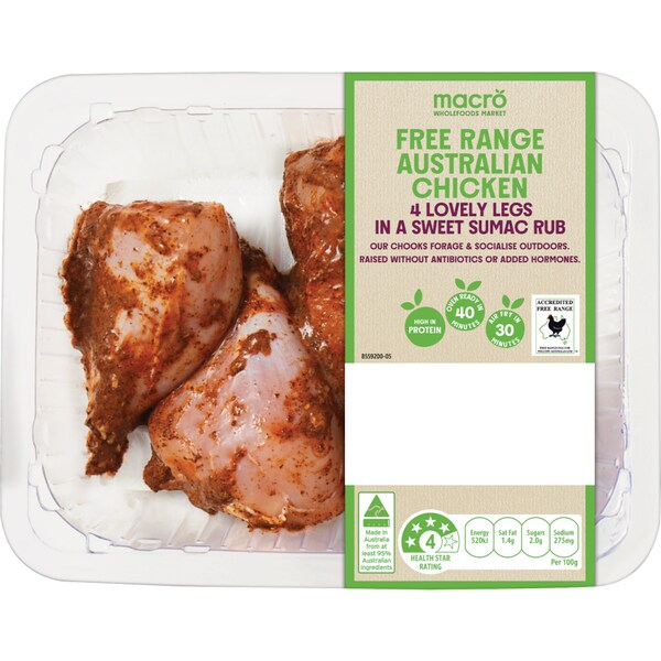 Macro Free Range Lovely Legs In a Sweet Sumac Rub 4 Pack