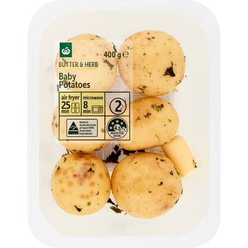 Woolworths Simply Steam Potato Baby Herb and Butter 400g bunch