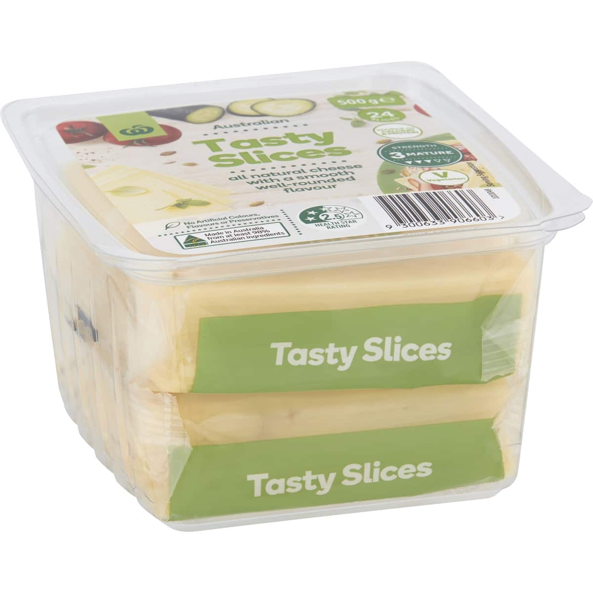 Woolworths Tasty Cheese Slices 500g bunch