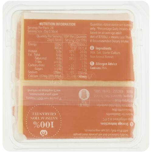 Woolworths Colby Cheese Slices 500g bunch