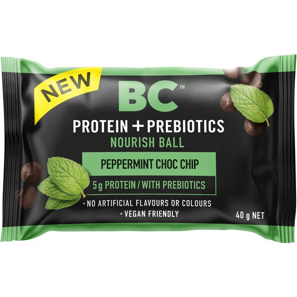 BC Snacks Peppermint Choc Chip Protein And Prebiotics  Nourish Ball 40g