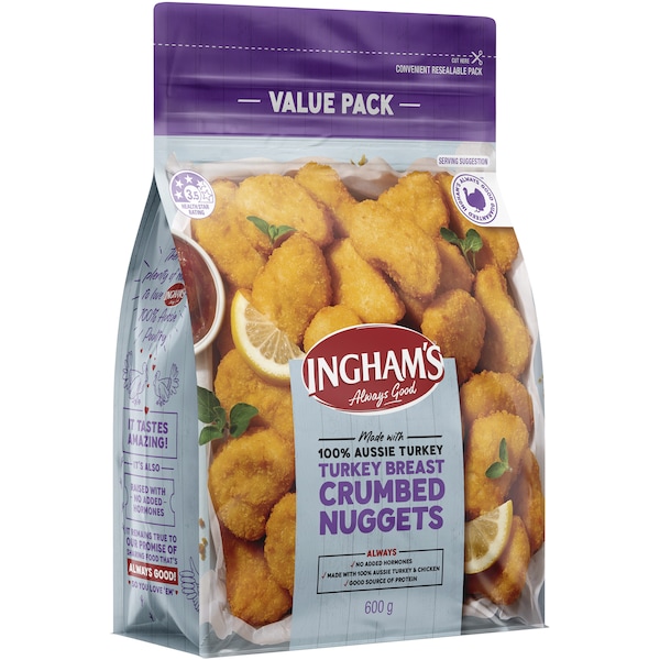 Ingham's Frozen Turkey Breast Crumbed Nuggets 600g