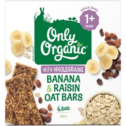 Only Organic Oat Bars Banana & Raisin 6 pack – Woolworths