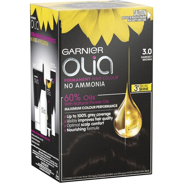 Garnier Olia Permanent Hair Colour 3.0 Darkest Brown each