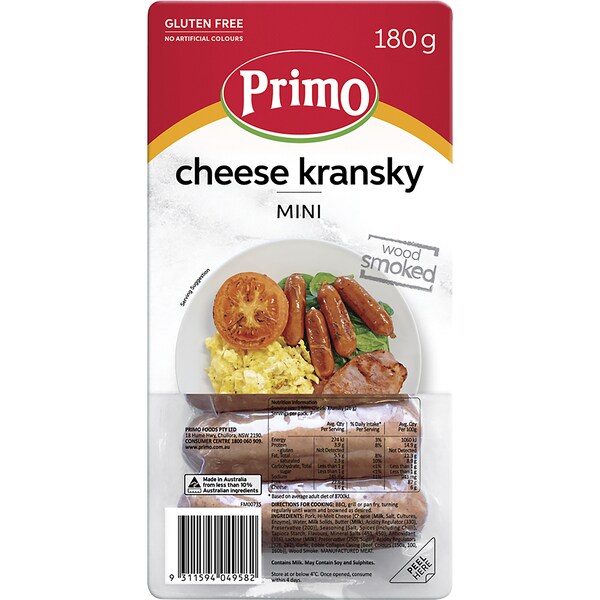 Primo Mini Cheese Kransky 180g