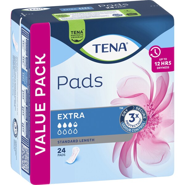 TENA Incontinence Pads Extra Standard Length 24 pack