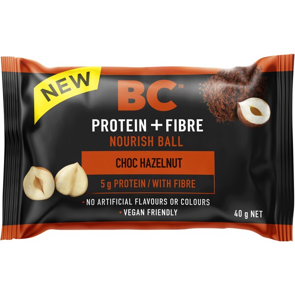BC Snacks Choc Hazelnut Protein And Fibre  Nourish Ball 40g