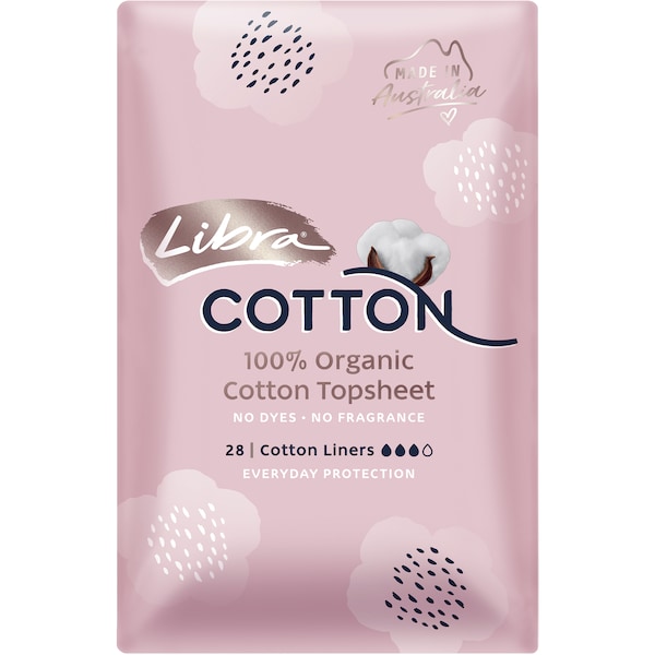 Libra 100% Organic Cotton Topsheet Liners 28 Pack