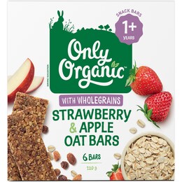 Only Organic Strawberry & Apple Oat Bars With Wholegrains 6 pack – Woolworths