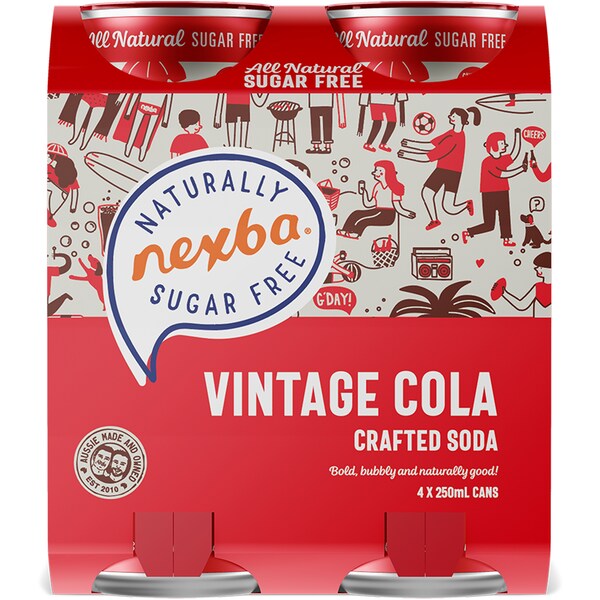 Nexba Vintage Cola Crafted Soda Cans 250mL x 4 pack