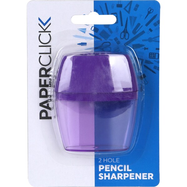 Paperclick 2 Hole Pencil Sharpener Assorted each
