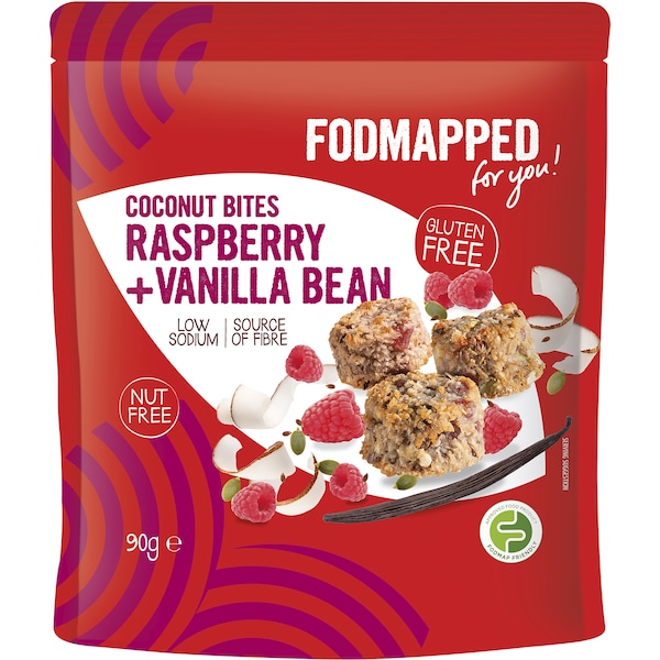 Fodmapped For You Coconut Bites Raspberry & Vanilla Bean 90g