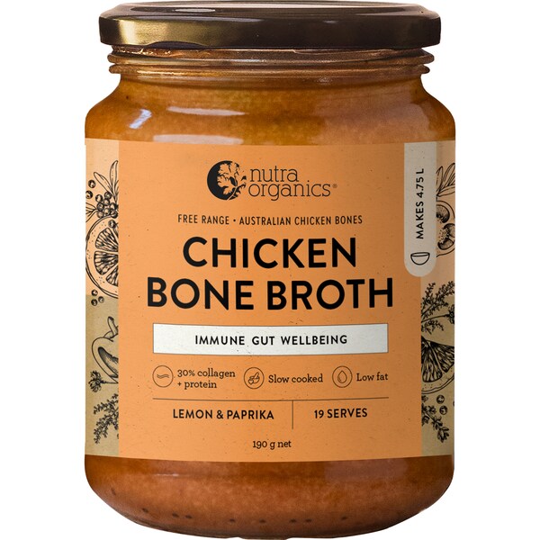 Nutra Organics Chicken Bone Broth Lemon & Paprika 190g