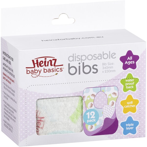 Heinz Baby Basics Disposable Bibs 12 Pack