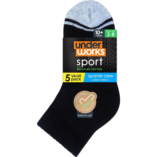 Underworks Kids Quater Crew 5 Pack