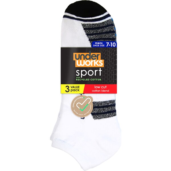 Underworks Mens Low Cut Sport Sock 3 Pack