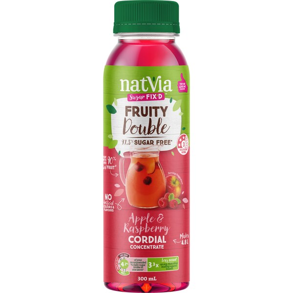 Natvia Berry Refreshing Cordial Concentrate 97% Sugar Free 300mL