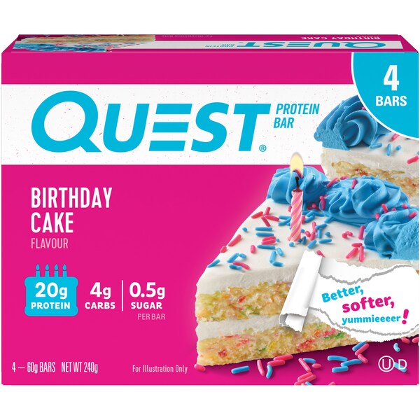 Quest Protein Bar Birthday Cake Flavour 60g x 4 pack