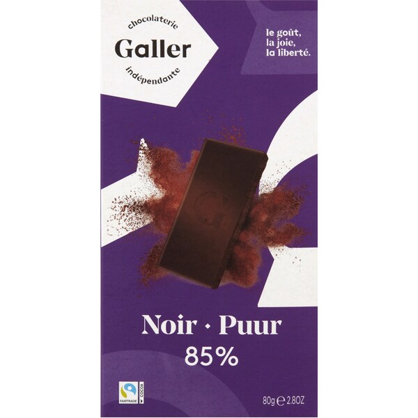 Galler 85% Dark Chocolate Bar 80g