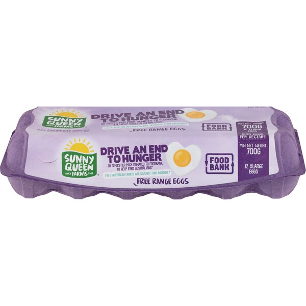 Sunny Queen 12 Extra Large Foodbank Free Range Eggs 700g