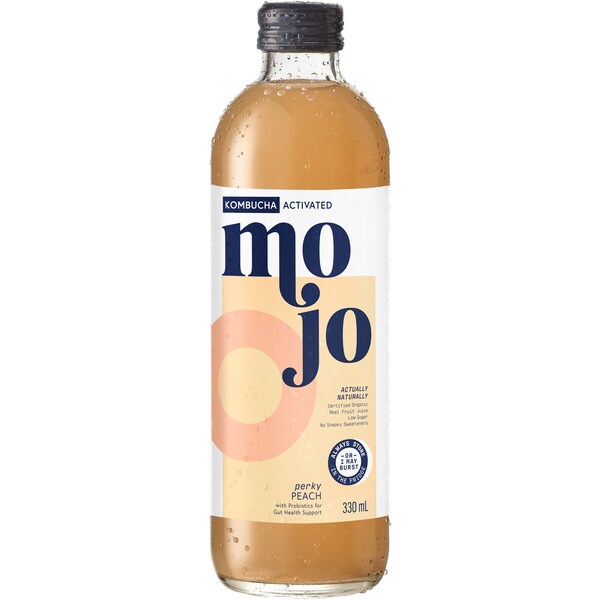 Mojo Kombucha Activated Perky Peach 330ml