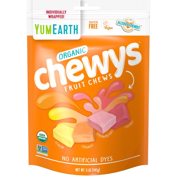 Yum Earth Organic Fruit Chew Lollies Share Bag 142g