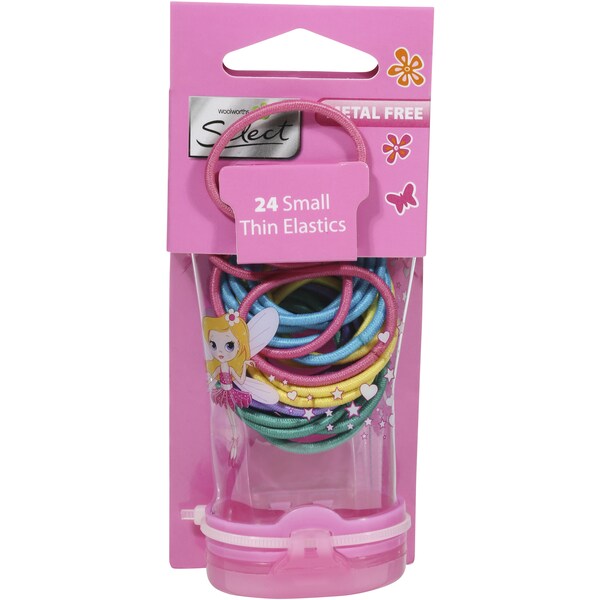 Woolworths Kids Hair Elastics Small Thin Assorted 24 Pack