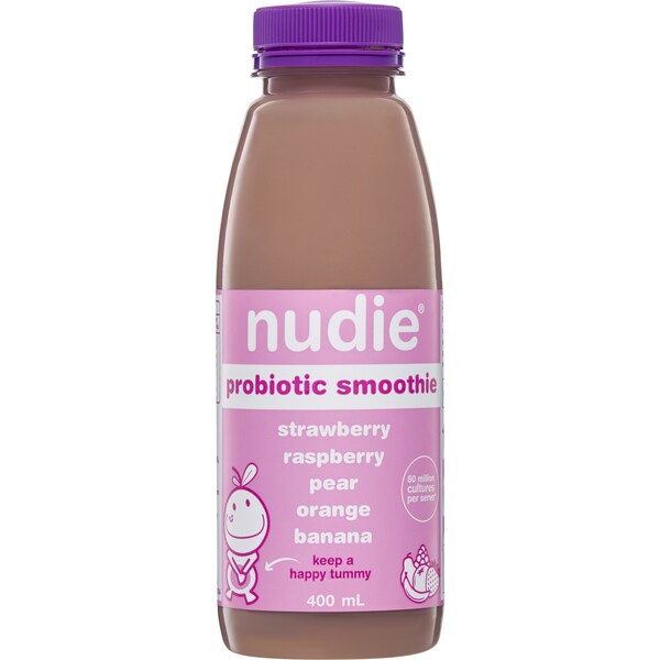 Nudie Probiotic Smoothie Strawberry, Raspberry, Pear, Orange Banana 400mL