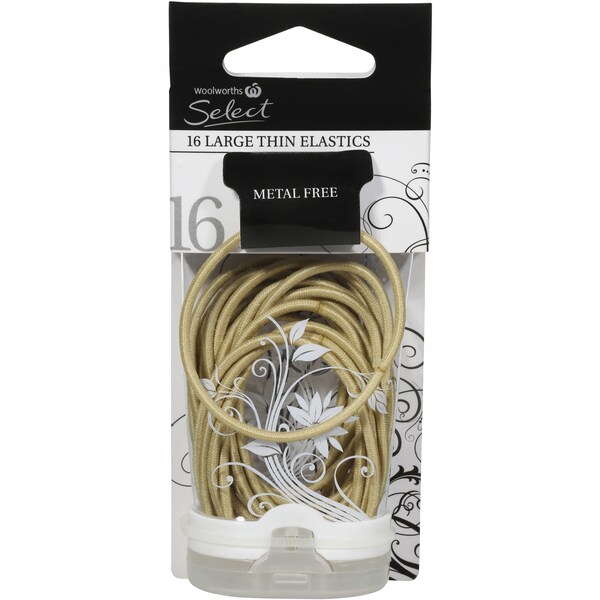Woolworths Hair Elastics Snagless Large Thin Blonde 16 Pack