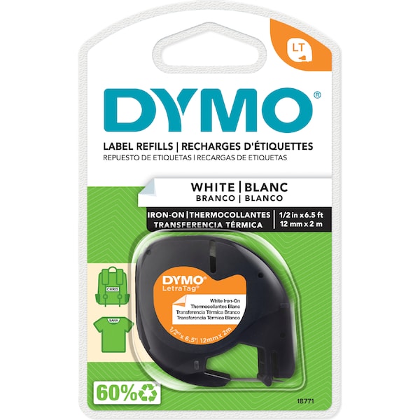 Dymo Letratag White Iron On Tape Label Refill each