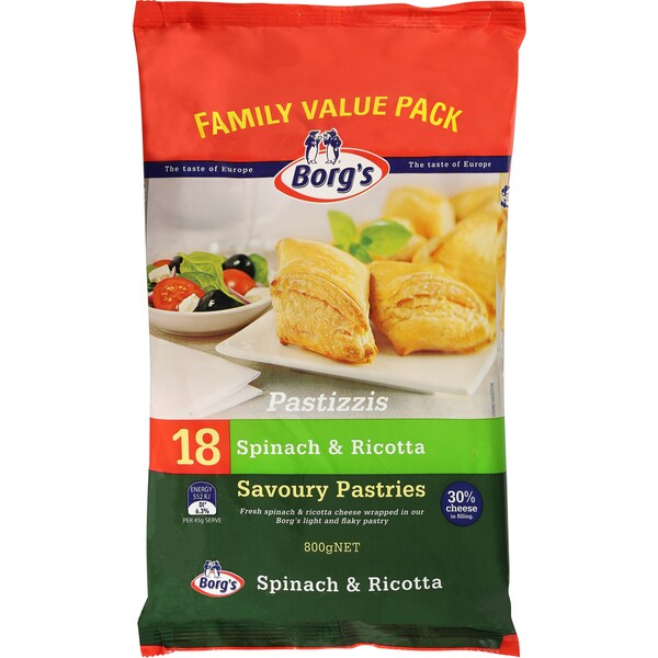 Borg's Family Value Pastizzis Spinach & Ricotta 800g
