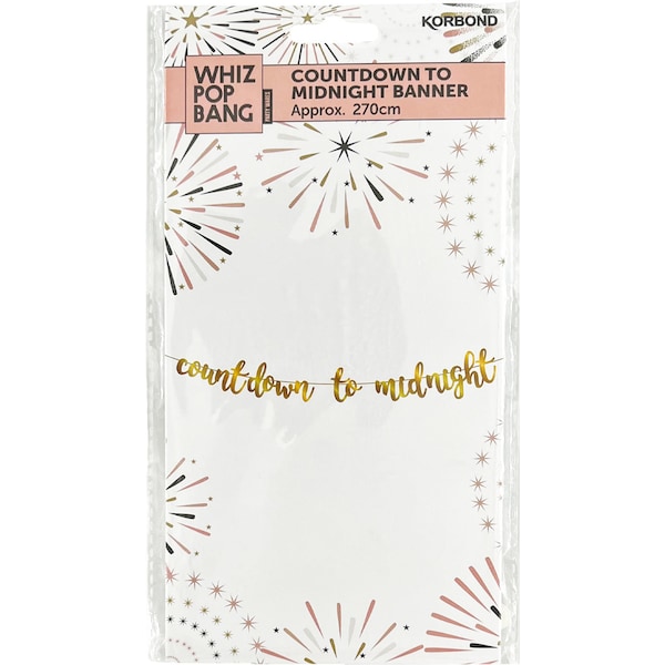 Whiz Pop Bang Banner Paper Letter Countdown To Midnight Gold Each