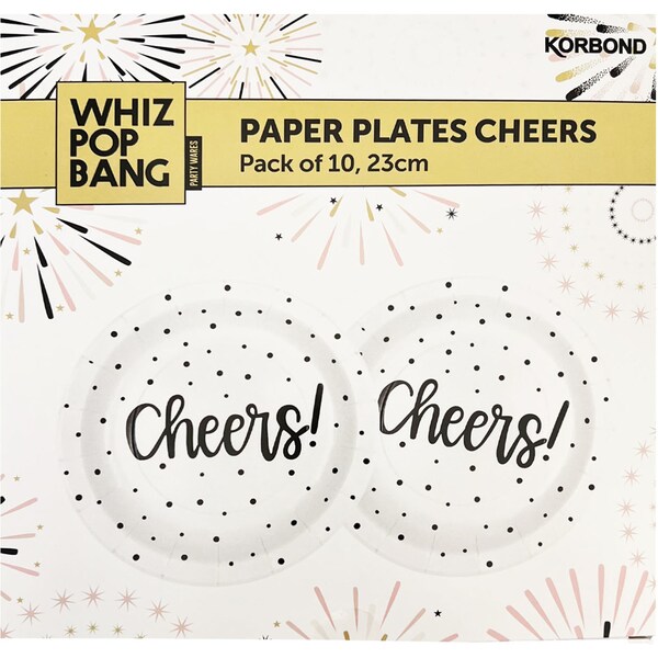 Whiz Pop Bang Paper Plates Cheers 10 Pack