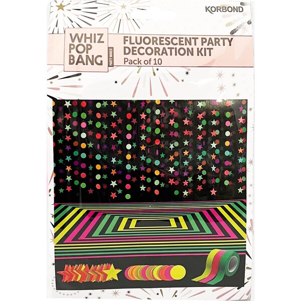 Whiz Pop Bang Flourescent Party Decoration Kit 10 Pack