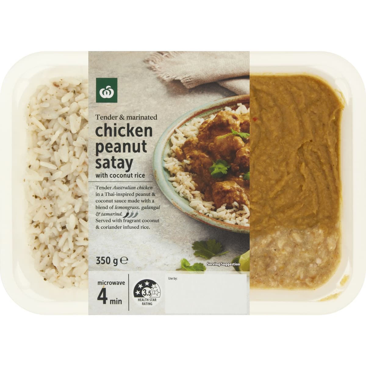 Woolworths Chicken Peanut Satay With Coconut Rice 350g bunch