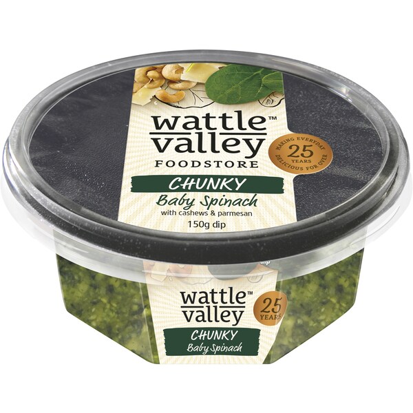 Wattle Valley Chunky Dips Baby Spinach 150g