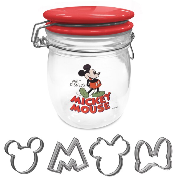 Disney Jar Mickey With 4 Cookie Cutters Set Each