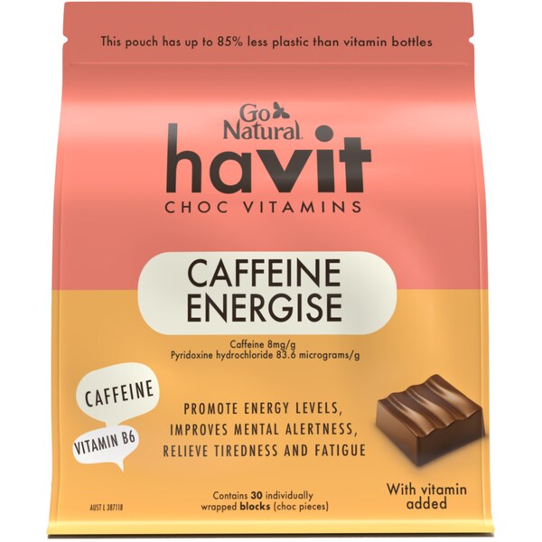 Go Natural Havit Choc Vitamins Caffeine Energise 30 pack